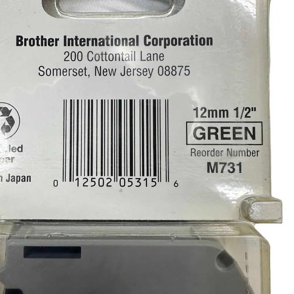 Brother P-touch M731 Black On Green Label Maker Tape (Set of 3)